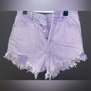 High waisted Purple Ripped Shorts